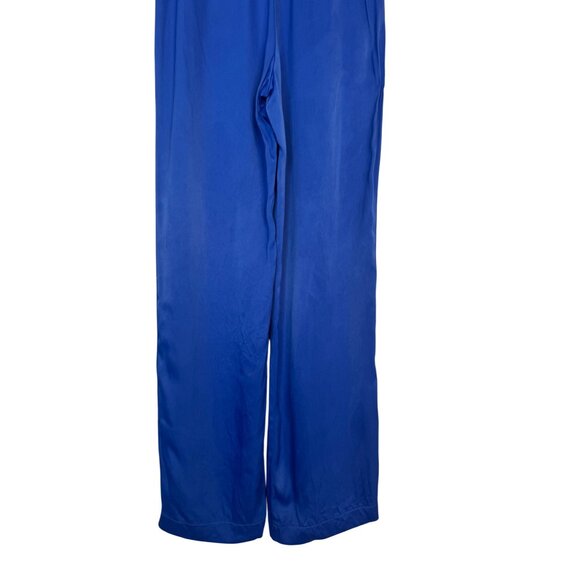 Zara XS Royal Blue Satiny Blend Wide-Leg Pants Elastic Waistband & Front Pockets - Picture 14 of 16